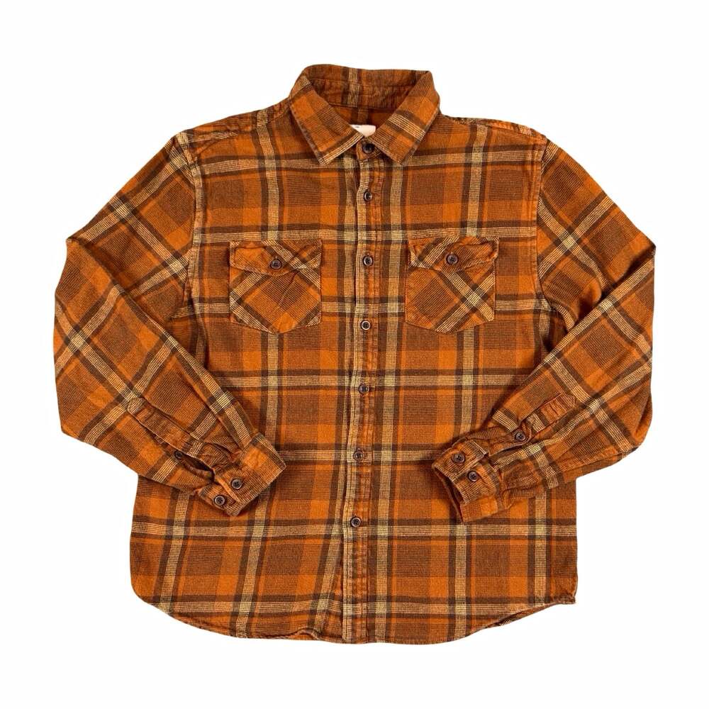 Katin Plaid Flannel Button Up Plaid Shirt Long Sleeve Size M Brown